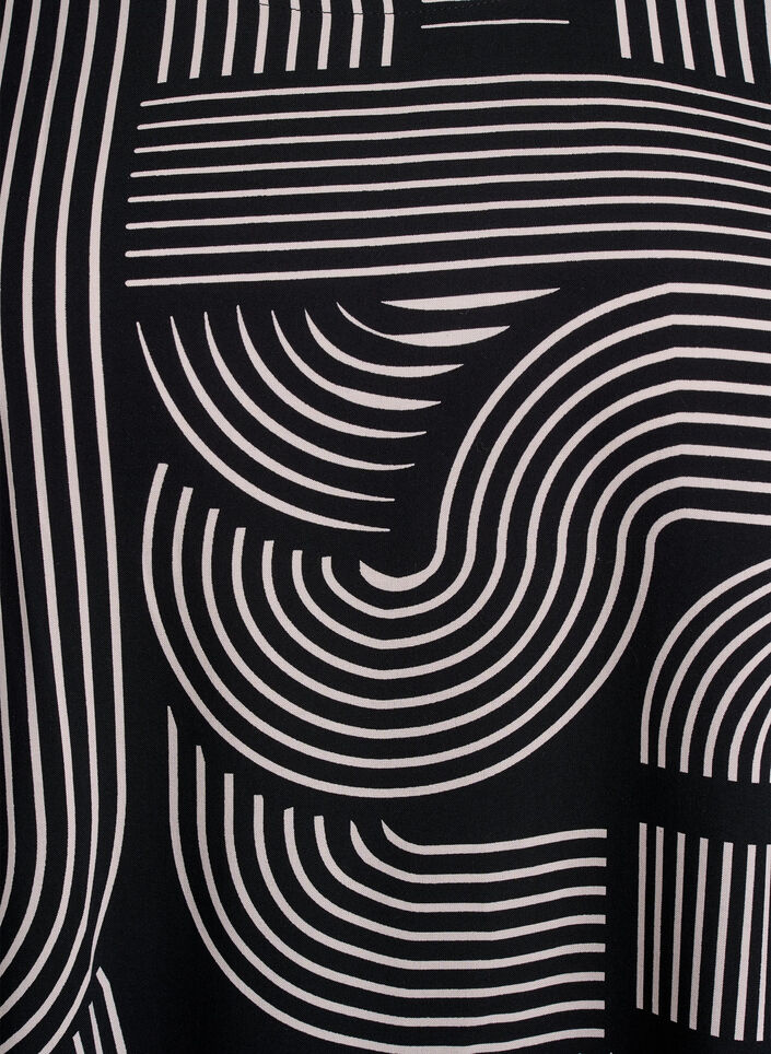 Kurzarmbluse aus Viskose mit Aufdruck, Schwarz, Packshot image number 2