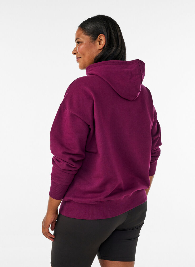 Hoodie mit Brustaufdruck, Lila, Model image number 2