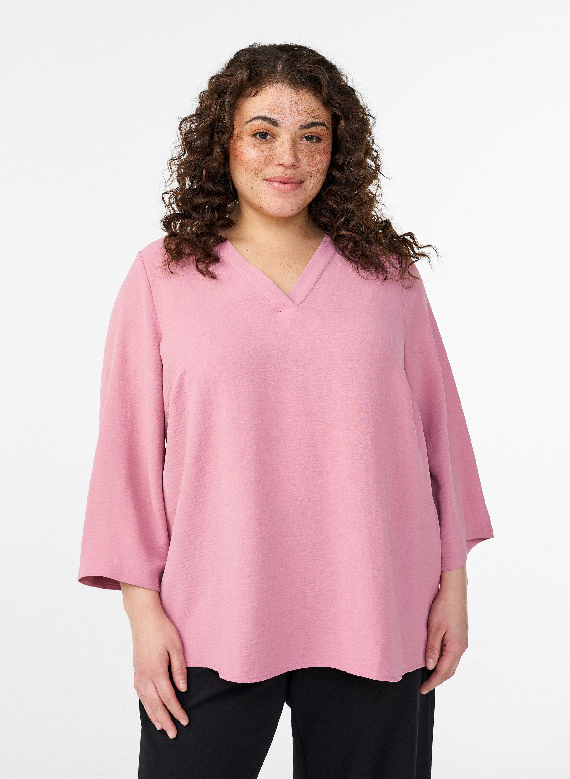 Zizzi FLASH - Bluse mit 3/4-&Auml;rmeln, Rot, Model image number 0