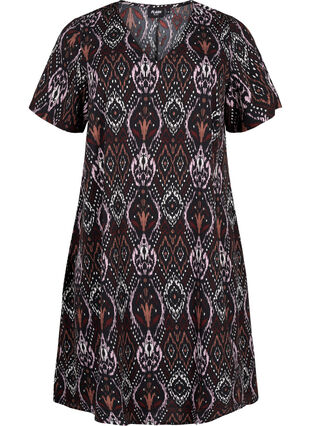 FLASH – Kleid mit V-Ausschnitt und Blumendruck, Black Rose Ethnic, Packshot image number 0