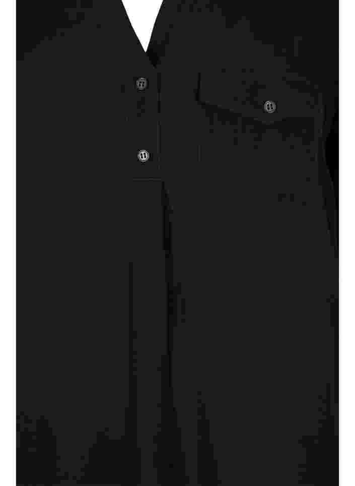 Kurzarmtunika aus Viskose, Black, Packshot image number 2
