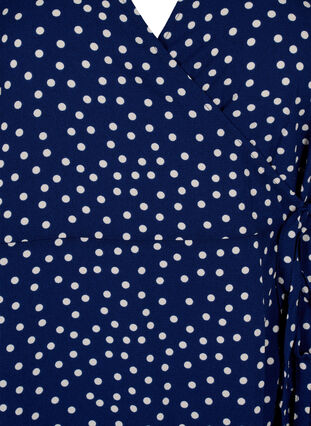 Wickelkleid mit Print und kurzen Ärmeln, Navy Blazer Dot AOP, Packshot image number 2