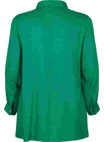 Langärmelige Viskosebluse mit Hemdkragen, Jolly Green, Packshot image number 1