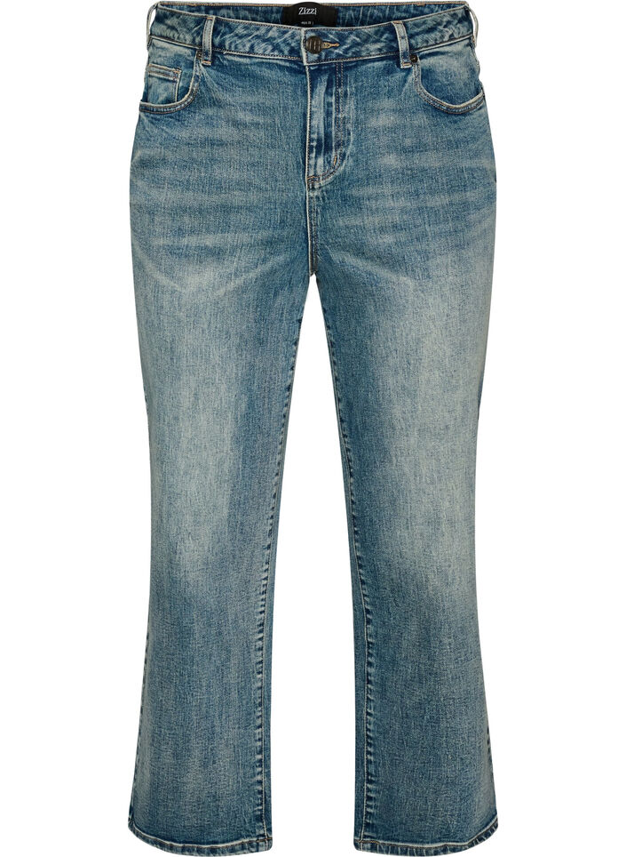 Kiana Straight Fit Jeans mit leicht abgenutzter Optik, Blau, Packshot image number 0
