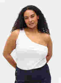 One-Shoulder Top aus Baumwolle, Bright White, Model