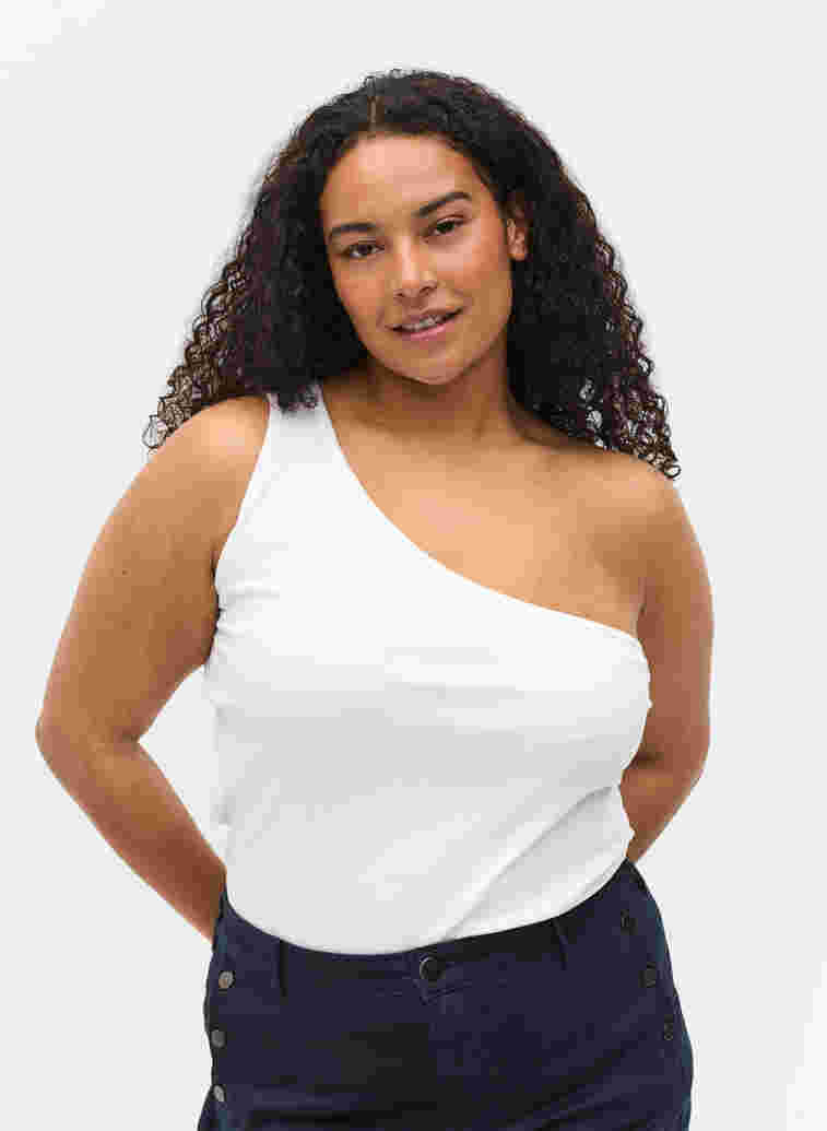 One-Shoulder Top aus Baumwolle, Bright White, Model