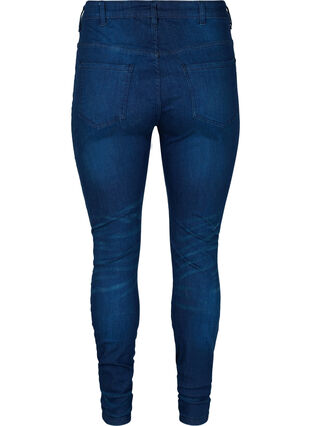 Super Slim Amy Jeans mit hoher Taille, Dark blue, Packshot image number 1