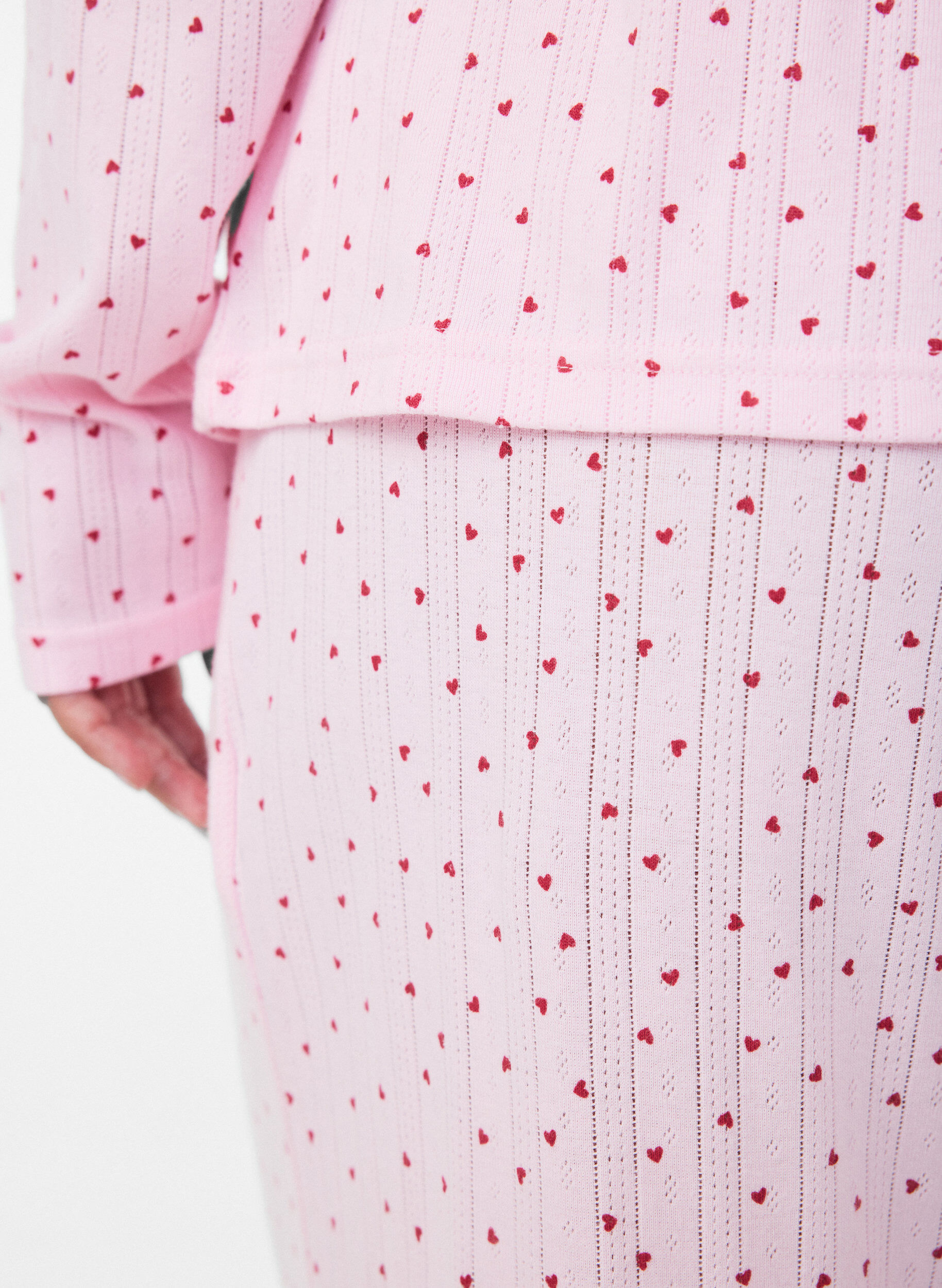ZizziPyjamahose aus Bio-Baumwolle mit Lochstickerei, Pink, Model image number 4