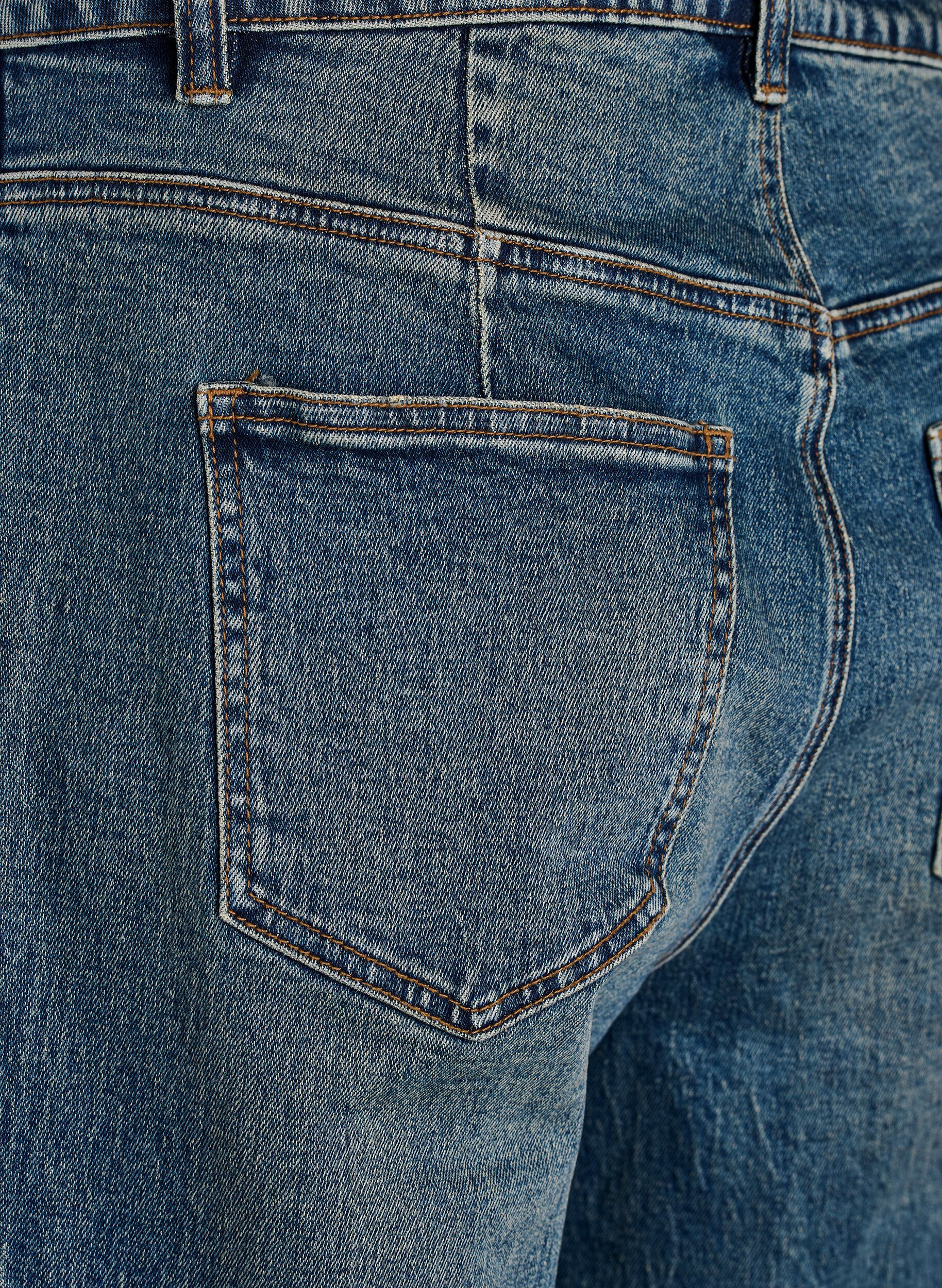 ZizziBarrel Fit Jeans mit Used-Waschung, Blau, Packshot image number 4