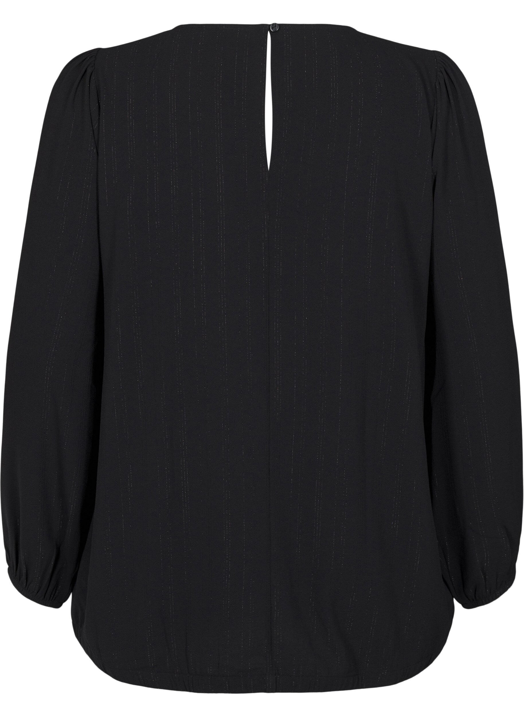 Zizzi Bluse mit Glitzer, Schwarz, Packshot image number 1