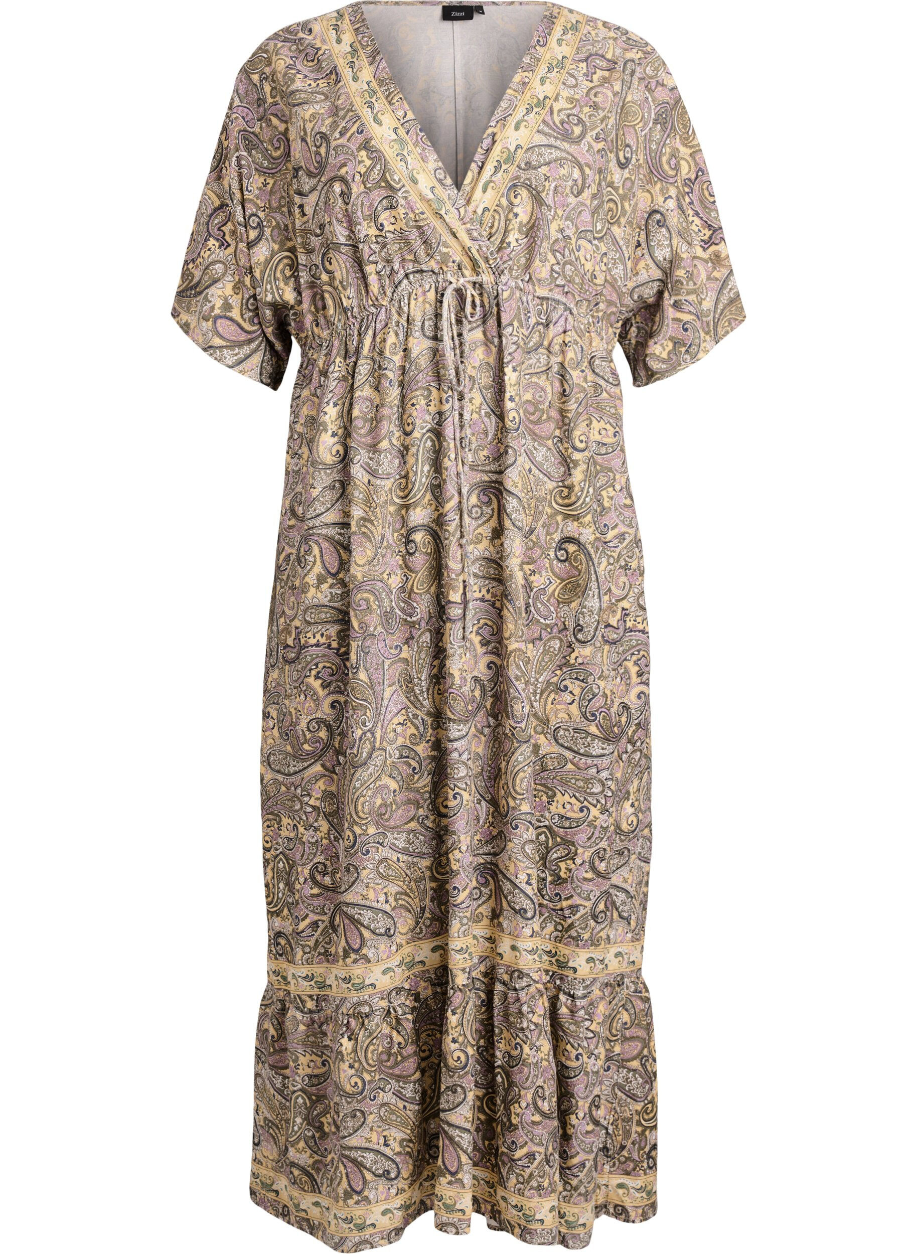 ZizziMaxikleid aus Viskose mit Paisleymuster, Gelb, Packshot image number 0