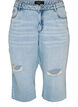 Cropped Jeans mit abgenutzter Optik und offenen Kanten, Blau, Packshot image number 0