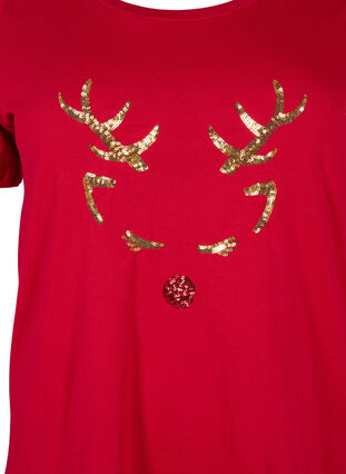 Weihnachts-T-Shirt aus Baumwolle, Tango Red Reindeer, Packshot image number 2