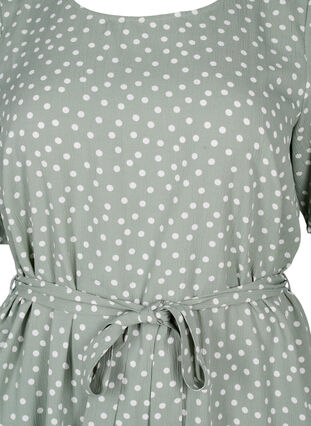 FLASH – Kurzärmeliges Kleid mit Gürtel, Iceberg Green Dot, Packshot image number 2