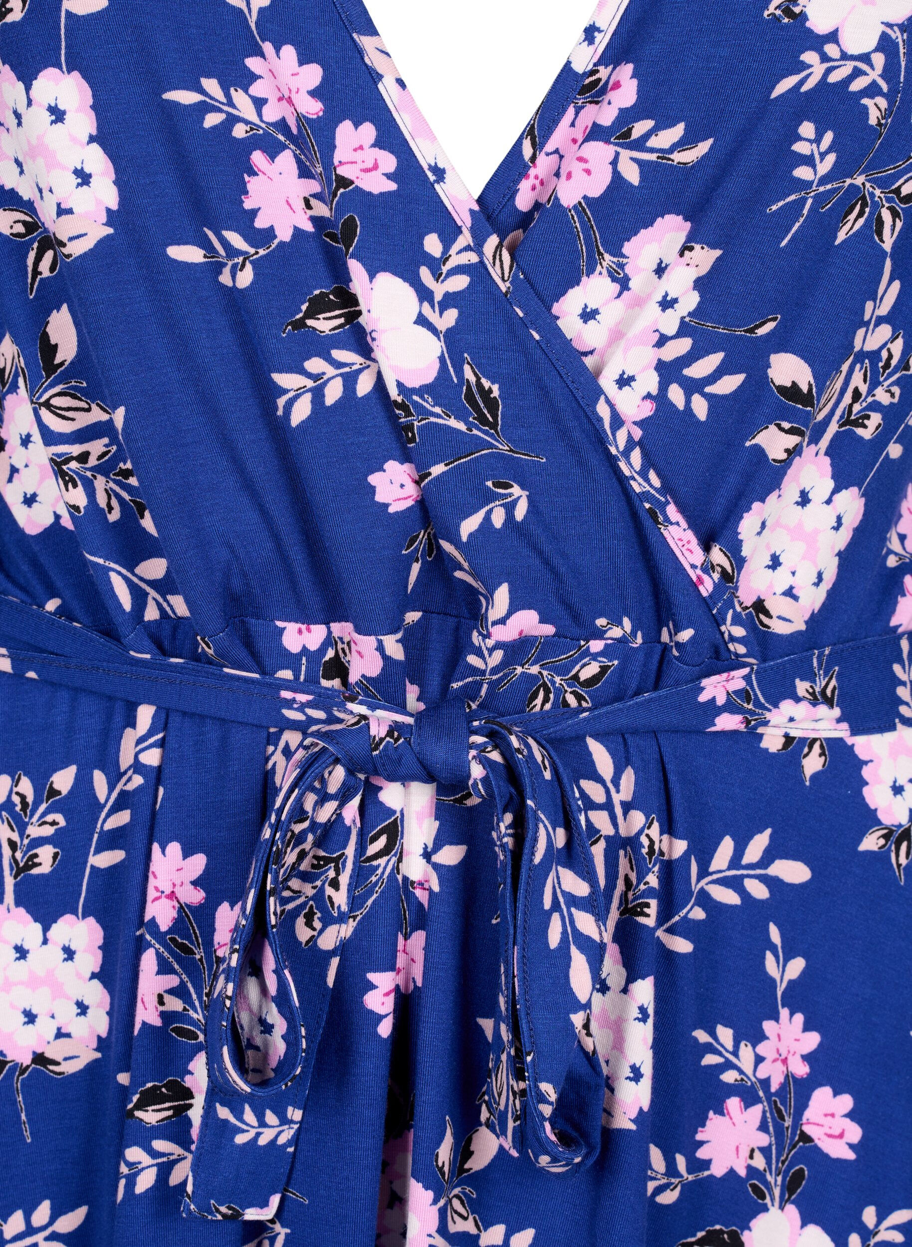 Zizzi Wickelkleid aus Viskose mit kurzen &Auml;rmeln, Bellwether AOP, Packshot image number 2