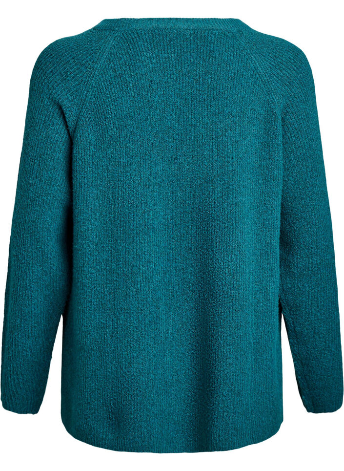 Strickpullover mit diagonalem Muster und Raglan&auml;rmeln, Gr&uuml;n, Packshot image number 1