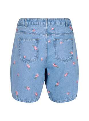 Denim-Shorts mit aufgestickten Blumen, Light Blue AOP, Packshot image number 1