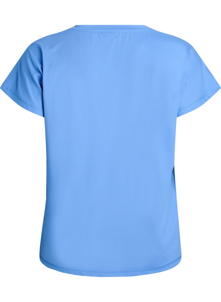 Lockeres Trainings-T-Shirt mit V-Ausschnitt, Blau, Packshot image number 1