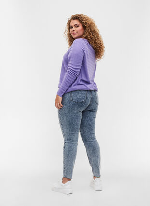Cropped Bea Jeans mit extra hoher Taille, Blue Snow Wash, Model image number 1