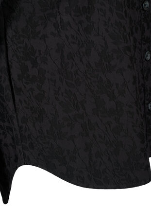 Hemdjacke aus Viskose mit Ton-in-Ton-Muster, Black, Packshot image number 3