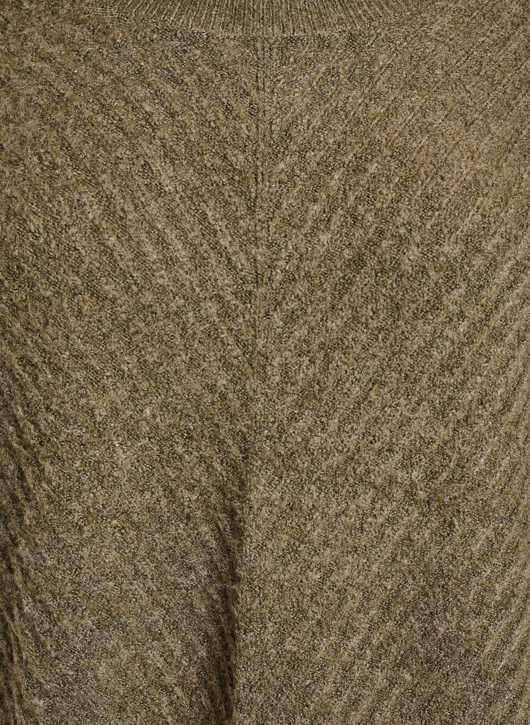 Zizzi Strickbluse mit V-f&ouml;rmigem Rippenmuster und Schlitzen, Gr&uuml;n, Packshot image number 2