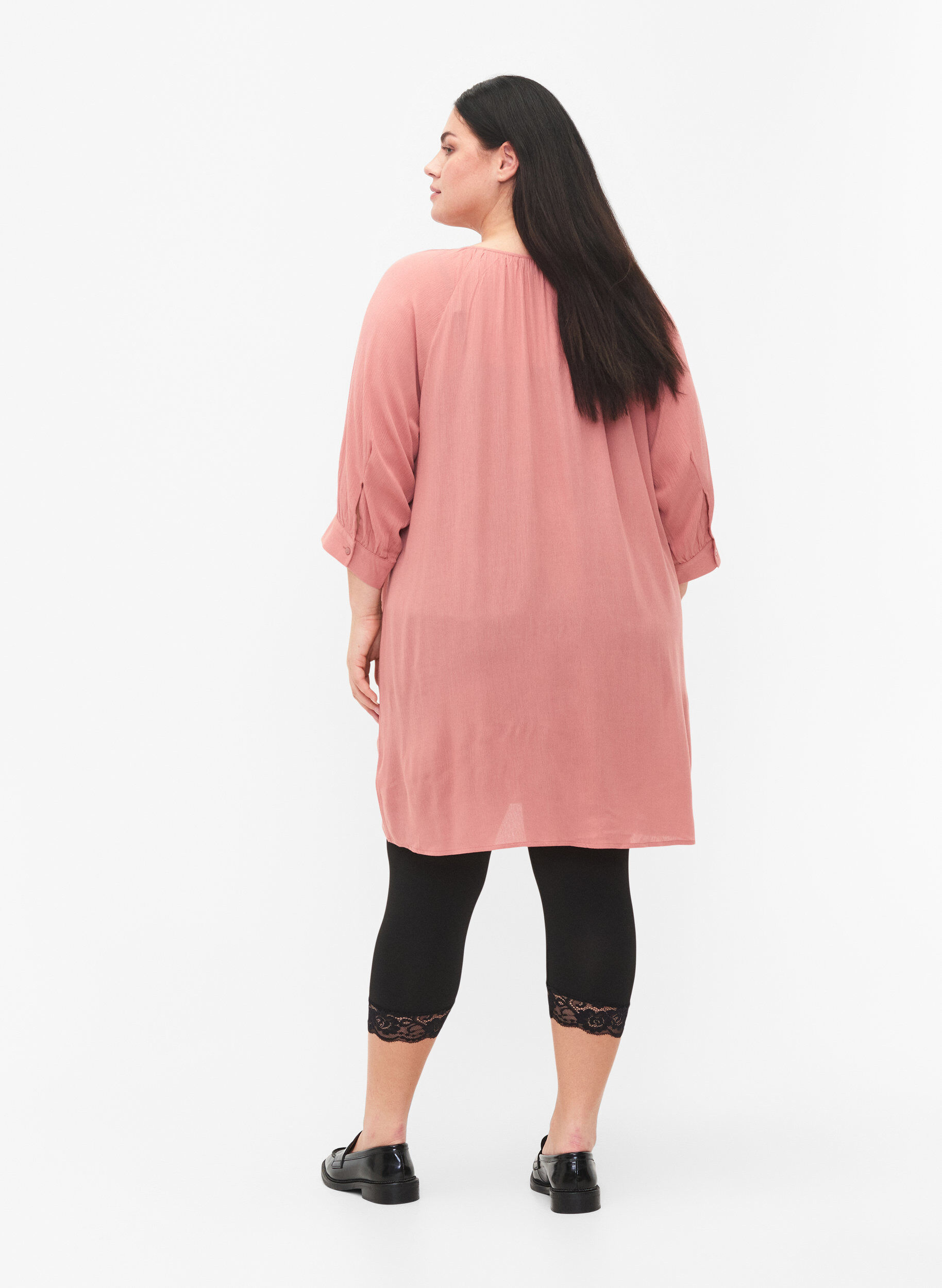 Zizzi 2er-Pack 3/4 Leggings mit Spitze, Black / Black, Model image number 1