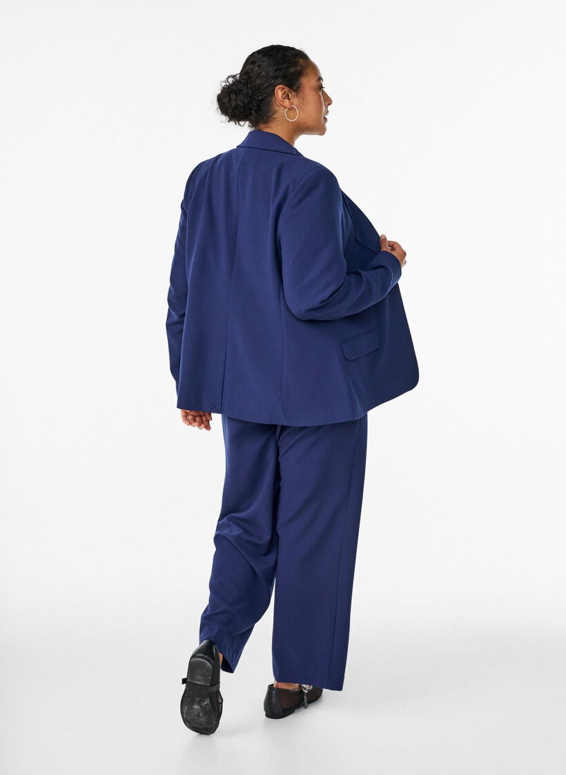 Taillierte Hose mit hoher Taille und gerader Passform, Blau, Model image number 1