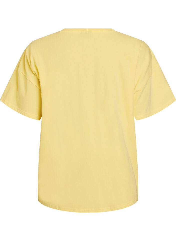 T-Shirt aus Bio-Baumwolle mit kleinem Frontmotiv, Gelb, Packshot image number 1