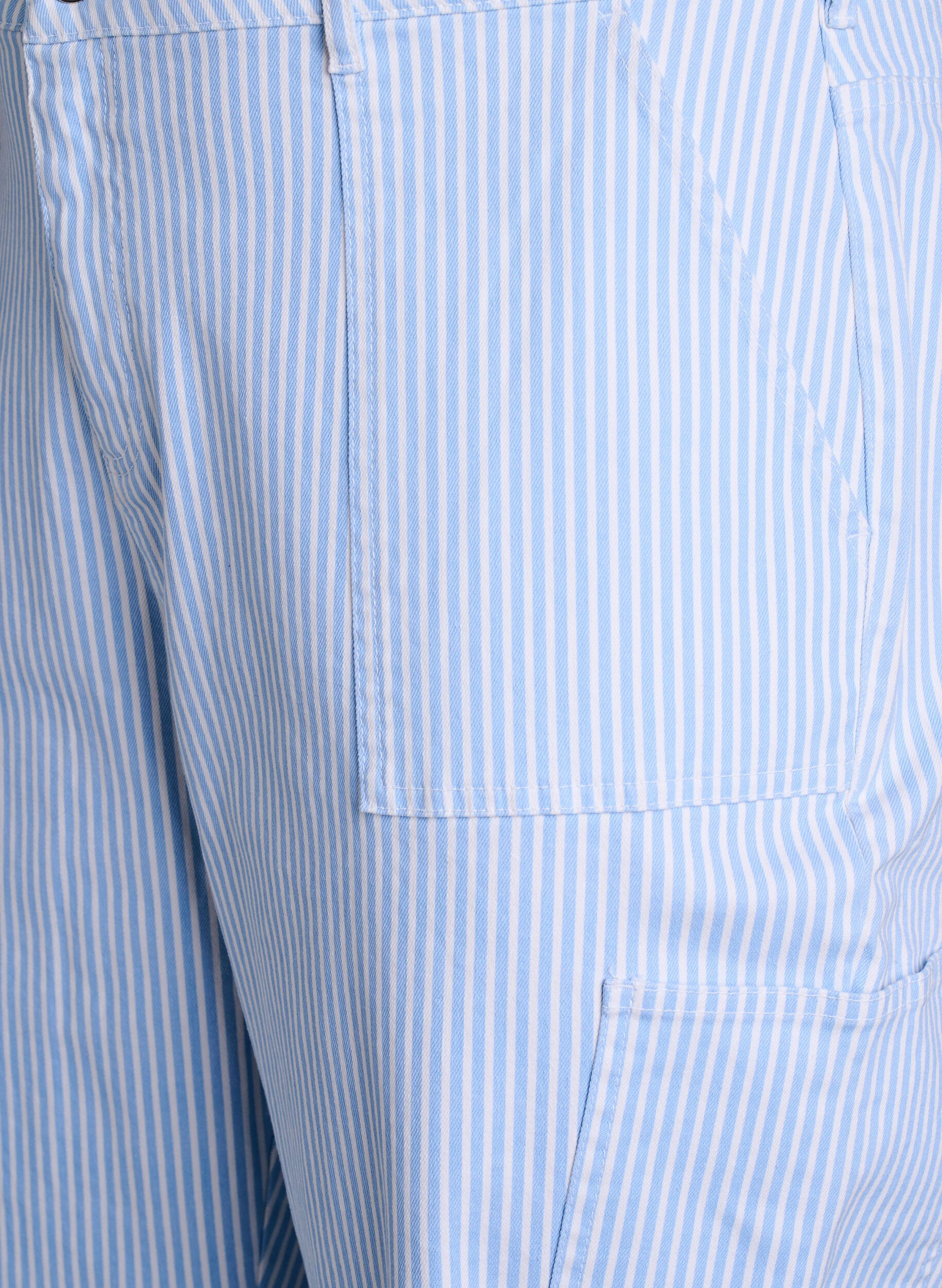 Zizzi Hoch taillierte Cargojeans mit Streifenmuster, Blau, Packshot image number 2