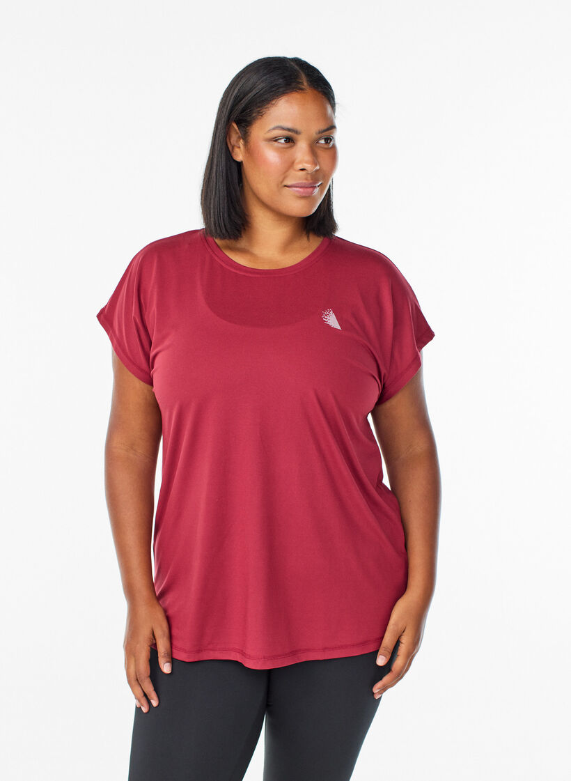 Einfarbiges Trainings-T-Shirt, Rot, Model image number 0