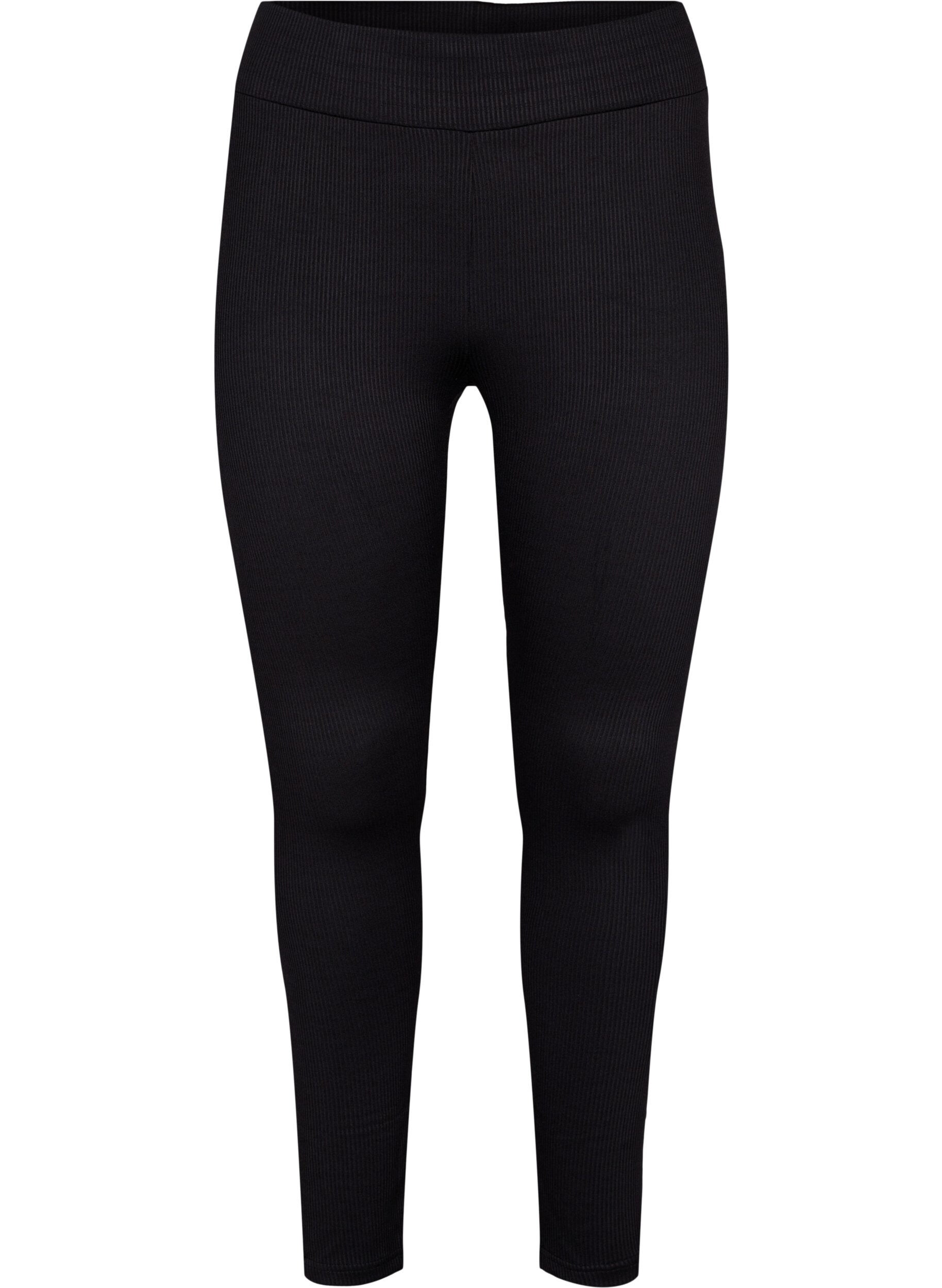 Zizzi Leggings mit Stretch Rippstruktur, Black, Packshot image number 0
