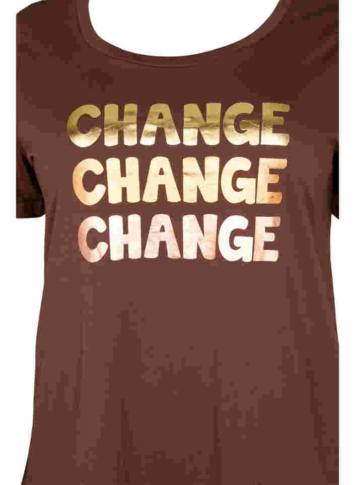 Kurzärmeliges Baumwoll-T-Shirt, Chestnut Change, Packshot image number 2