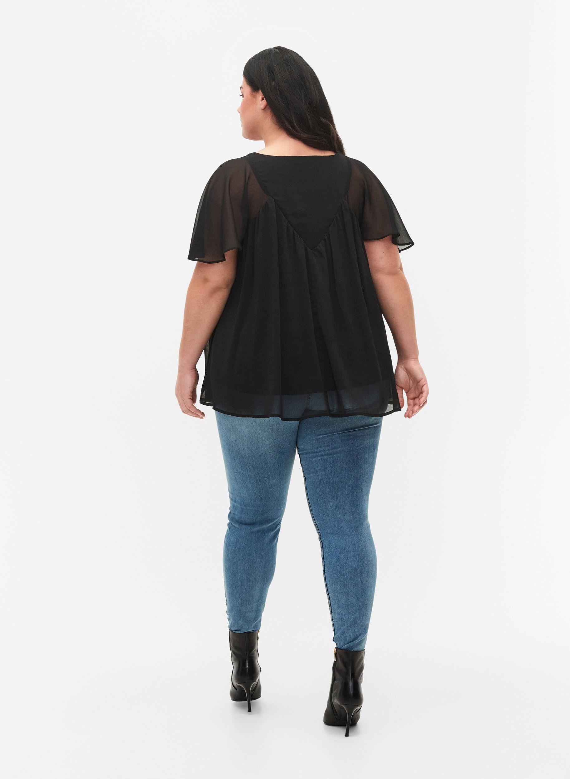 Zizzi Jeggings mit Rissen, Blue denim, Model image number 1