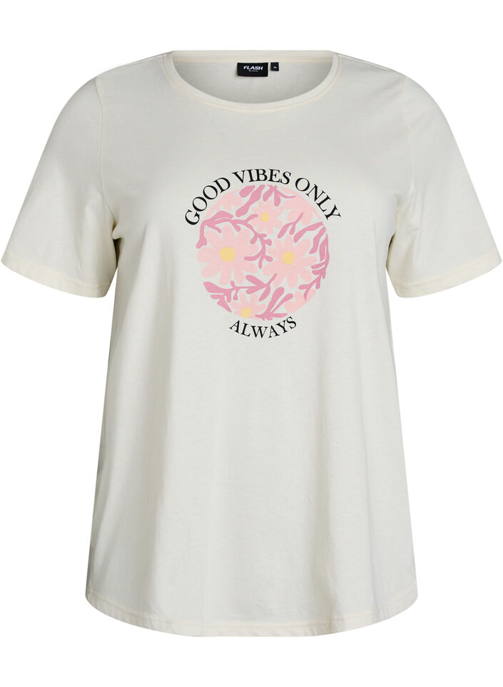 T-Shirt mit Print, Vanille, Packshot image number 0