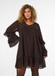 Kurzes Kleid mit transparenten R&uuml;schen&auml;rmeln, Braun, Model image number 0