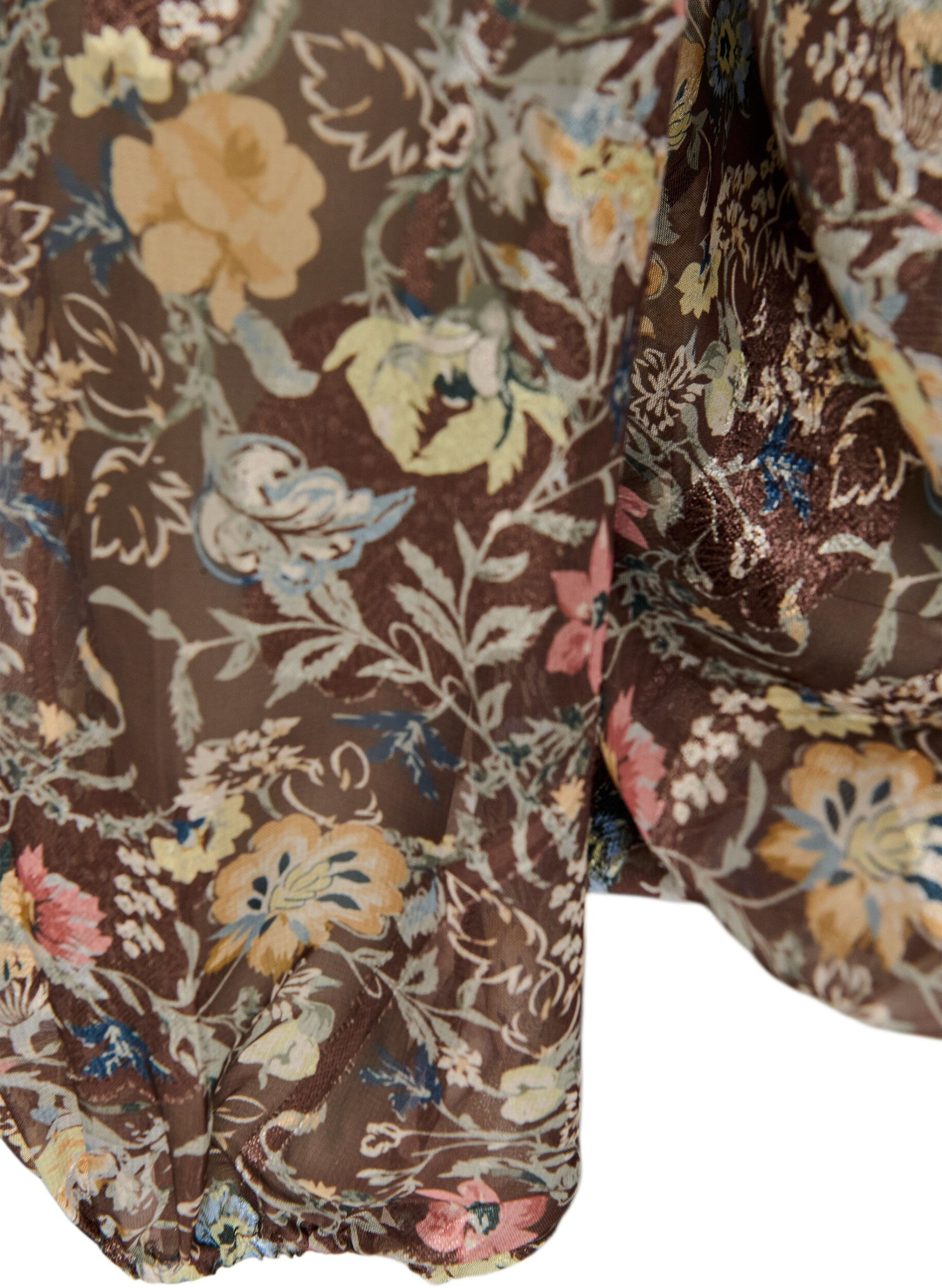 ZizziBluse mit Blumenmuster und Ballon&auml;rmeln, Braun, Packshot image number 3