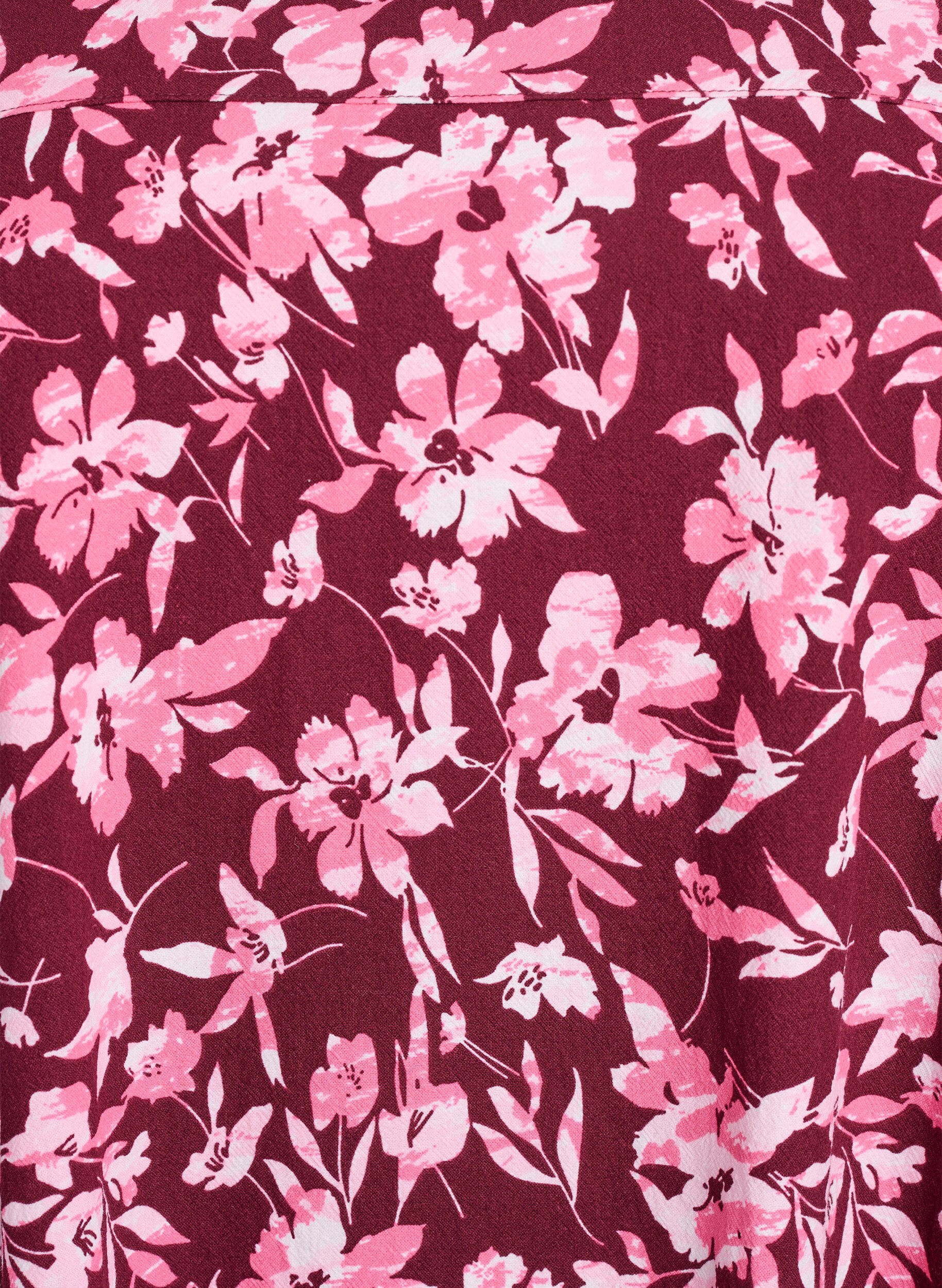 ZizziKurz&auml;rmliges Baumwollkleid mit Aufdruck, Dunkles Bordeaux, Packshot image number 2