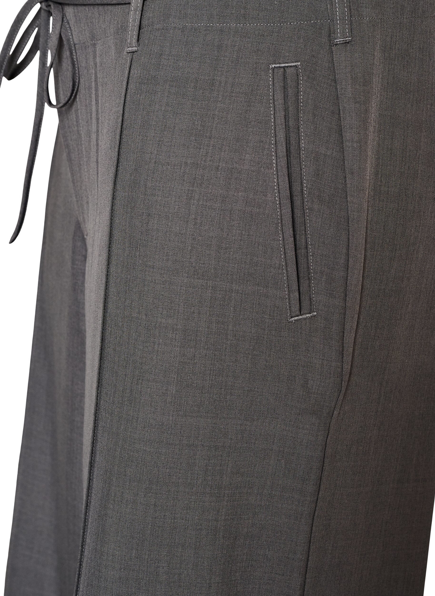 ZizziTaillierte Hose mit B&uuml;gelfalten und einem Bindeg&uuml;rtel, Grau, Packshot image number 2