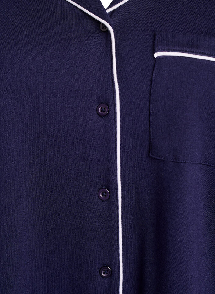 Pyjamahemd aus Baumwolle mit Brusttasche, Blau, Packshot image number 2