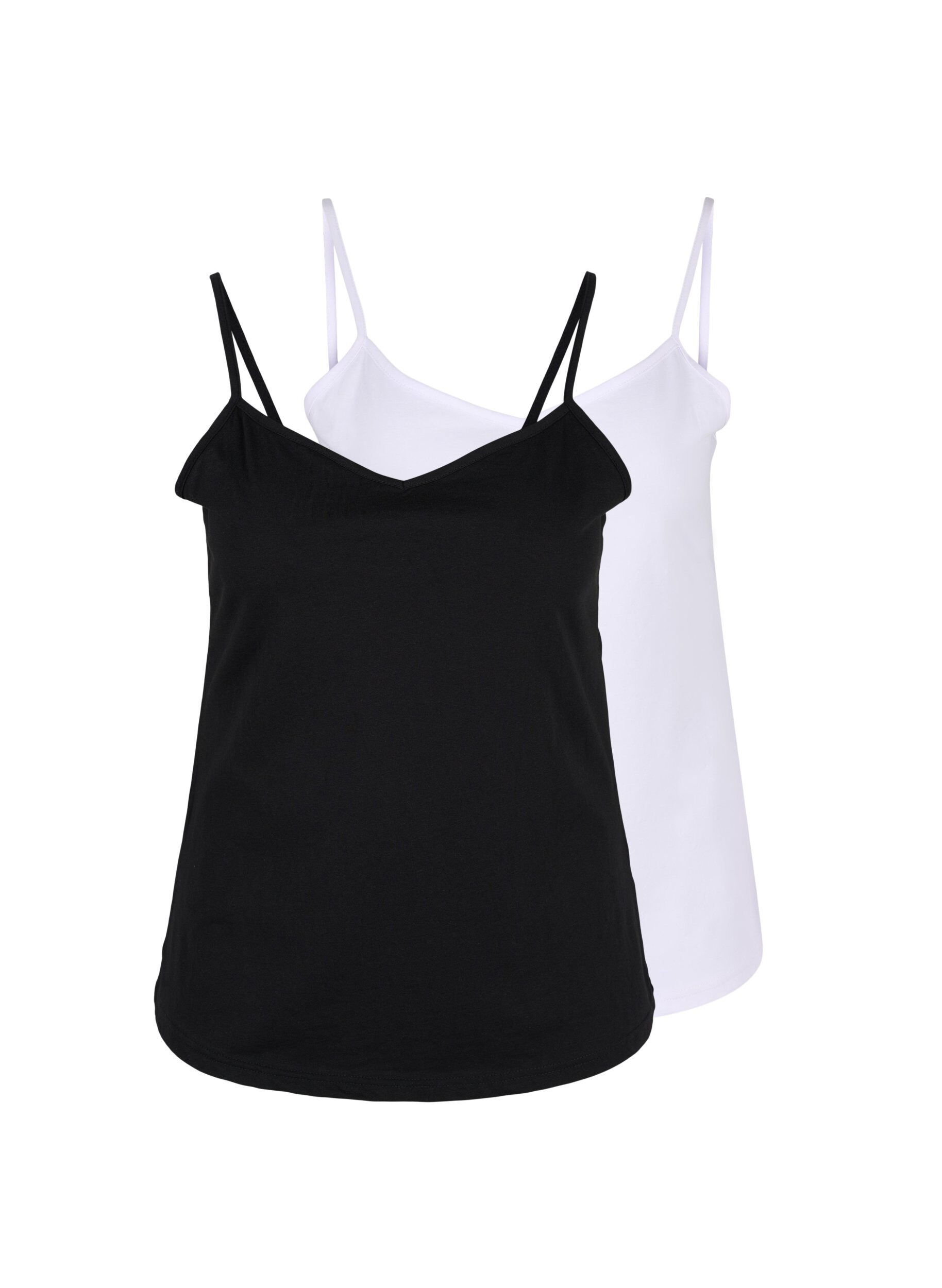 Zizzi 2er-Pack Basic-Top aus Baumwolle, Black/Bright White, Packshot image number 0