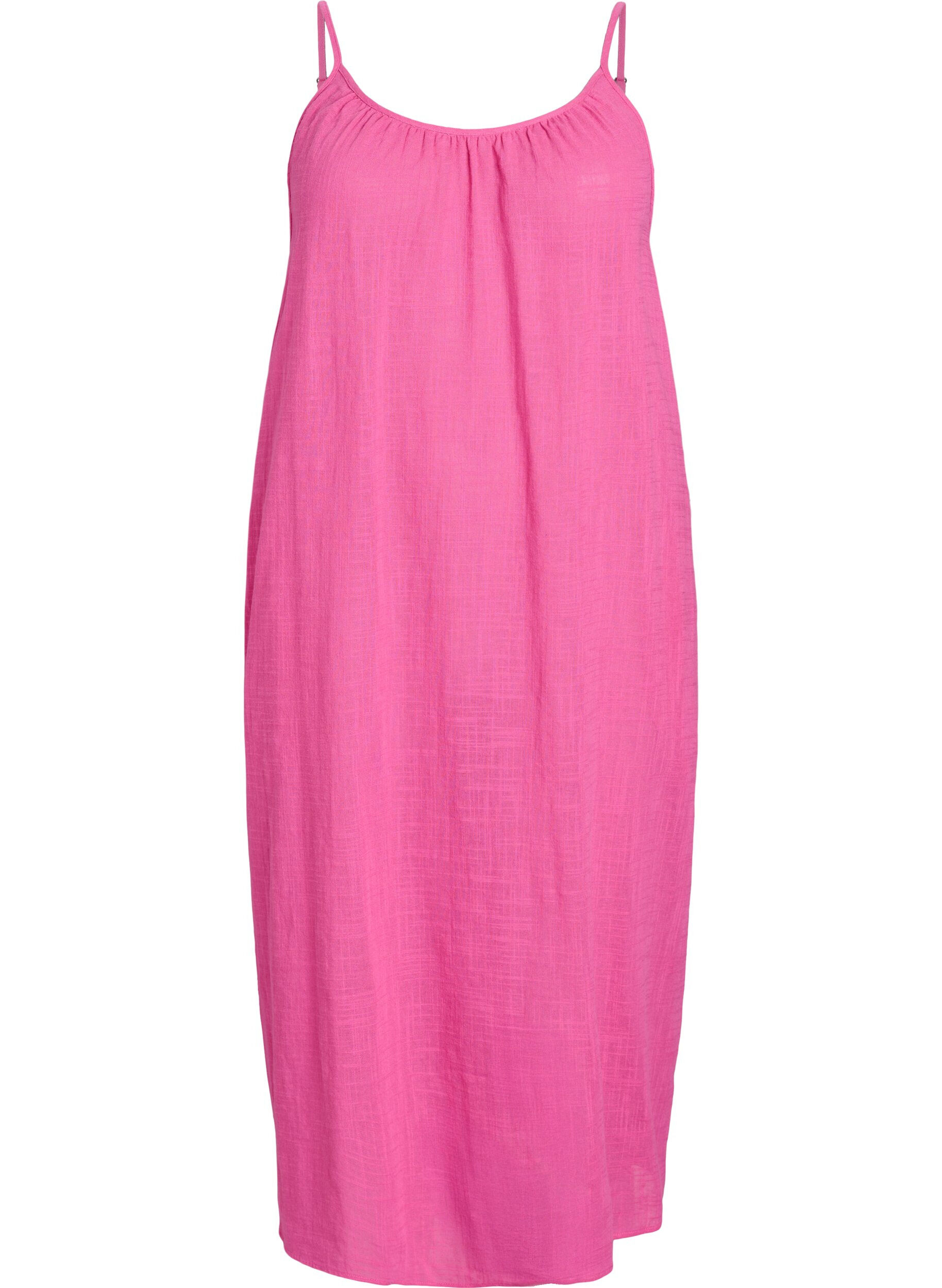 Zizzi FLASH - Baumwollkleid mit Midi-L&auml;nge und Tr&auml;gern, Pink, Packshot image number 0