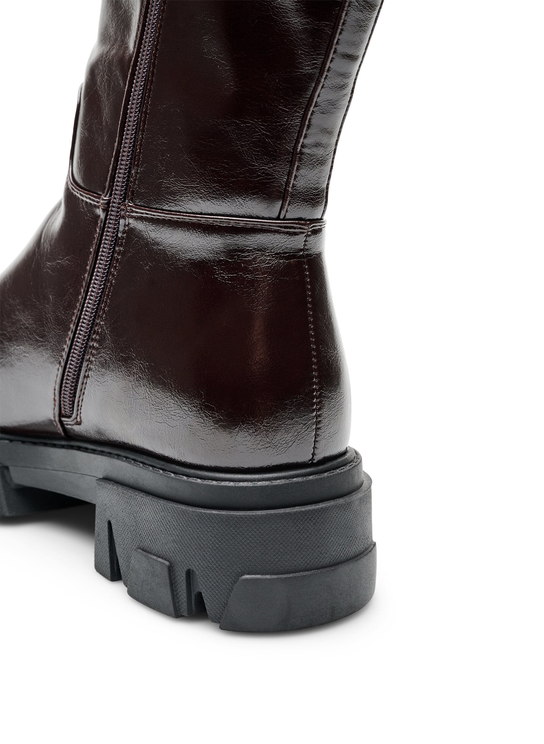 ZizziHoher Stiefel mit leicht strukturierter Optik, Braun, Packshot image number 3