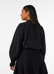 Hemdbluse mit aufgestickten Blumenapplikationen, Schwarz, Model image number 2