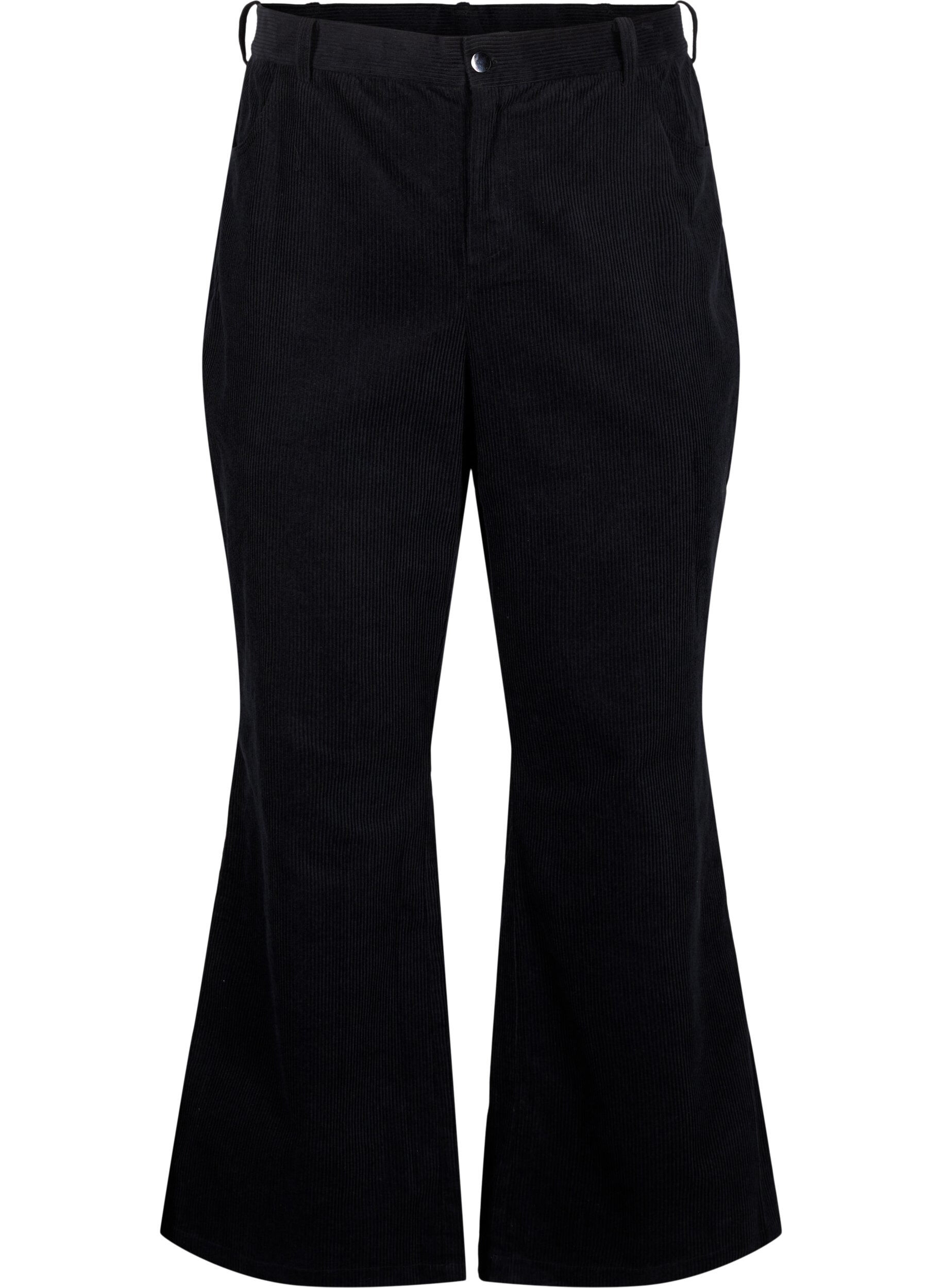 Zizzi Bootcut-Cordhose mit hohem Taille, Schwarz, Packshot image number 0