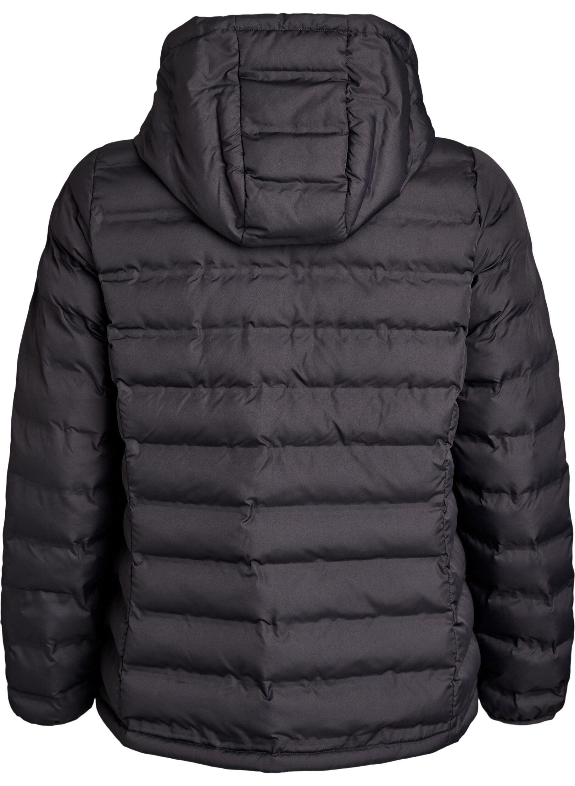 Zizzi Wasserabweisende leichte Jacke mit Kapuze, Schwarz, Packshot image number 1