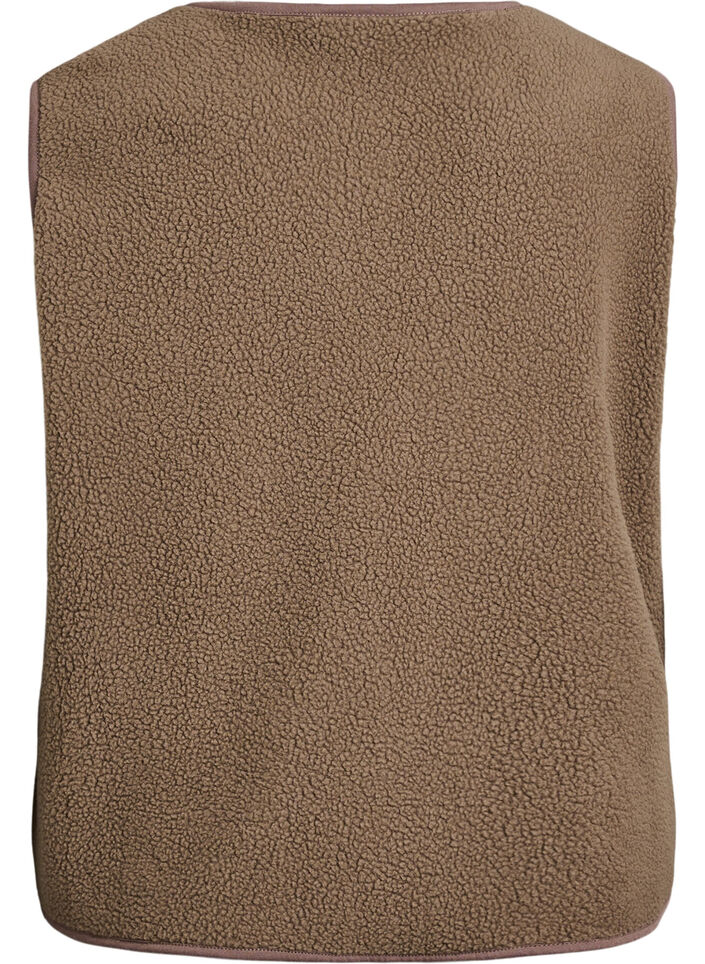 Teddy-Weste mit Kn&ouml;pfen und Taschen, Braun, Packshot image number 1