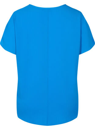 Bluse mit kurzen Ärmeln und Rundhalsausschnitt, Princess Blue, Packshot image number 1