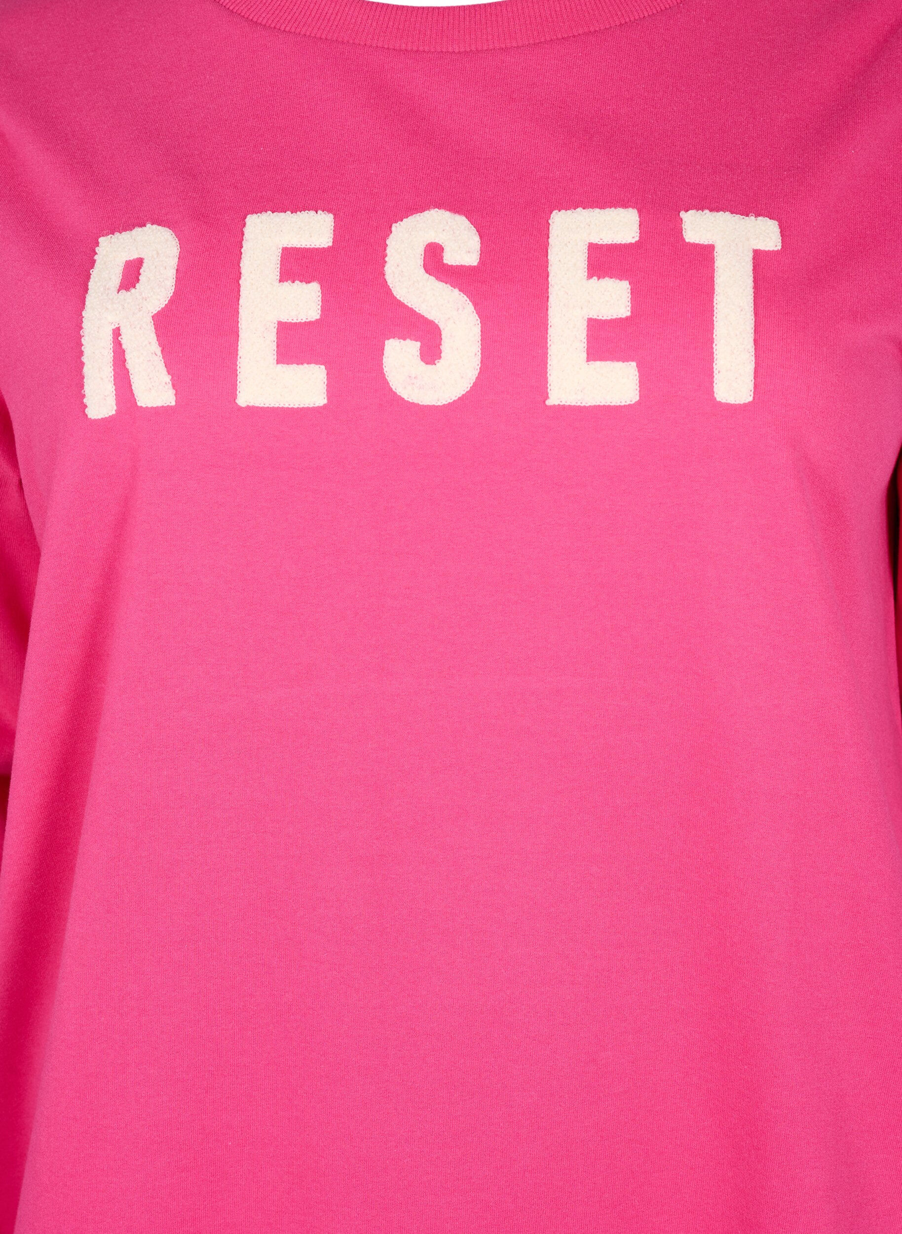 Zizzi Sweatshirt mit Text, Fuchsia P. W. Reset, Packshot image number 2