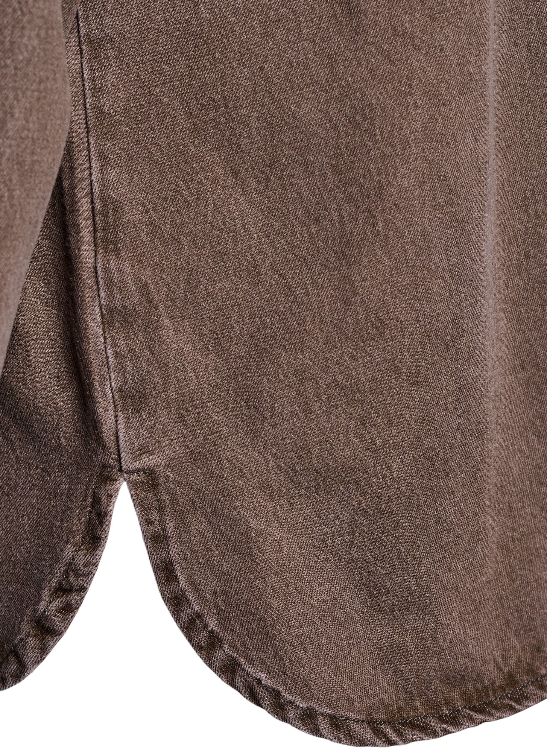 Zizzi Farbige Jeansbluse mit Brusttaschen, Braun, Packshot image number 3