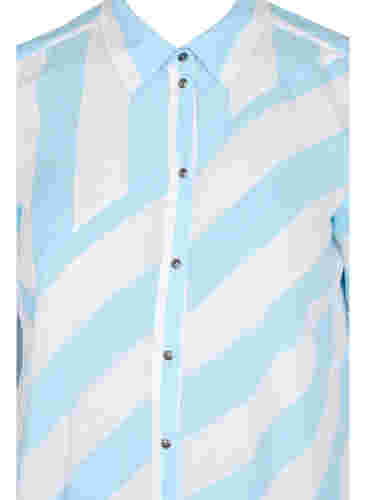 Kurzärmeliges Hemdkleid aus Baumwolle mit Streifen, Blue Bell Stripe, Packshot image number 2